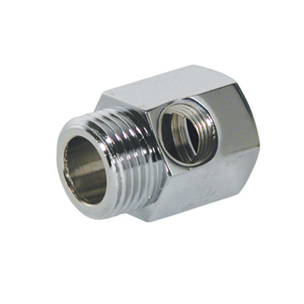Raccord d'eau BSP 3/8" mâle x 3/8" femelle x 1/4" femelle laiton chromé FT03