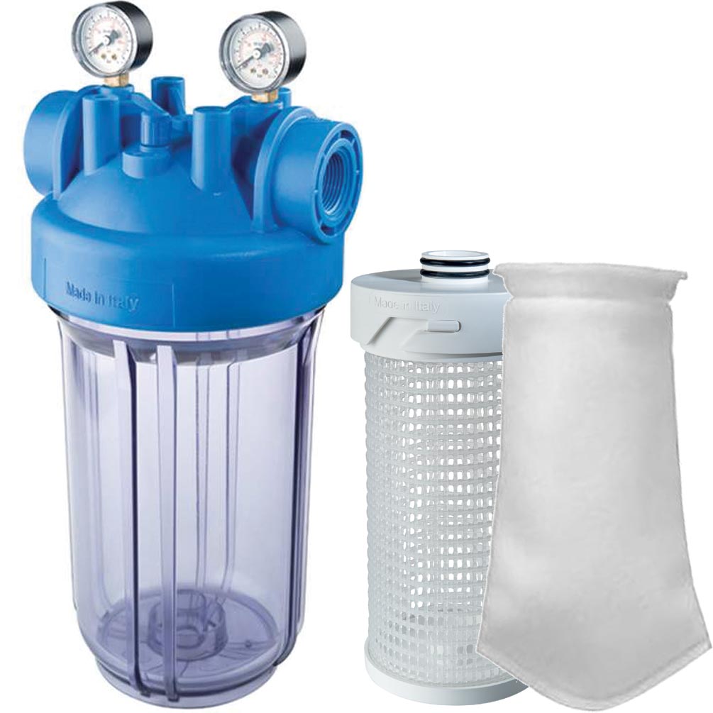 Filtre à eau Hero M 10" avec manomètres + set de sacs filtrants 50 mcr